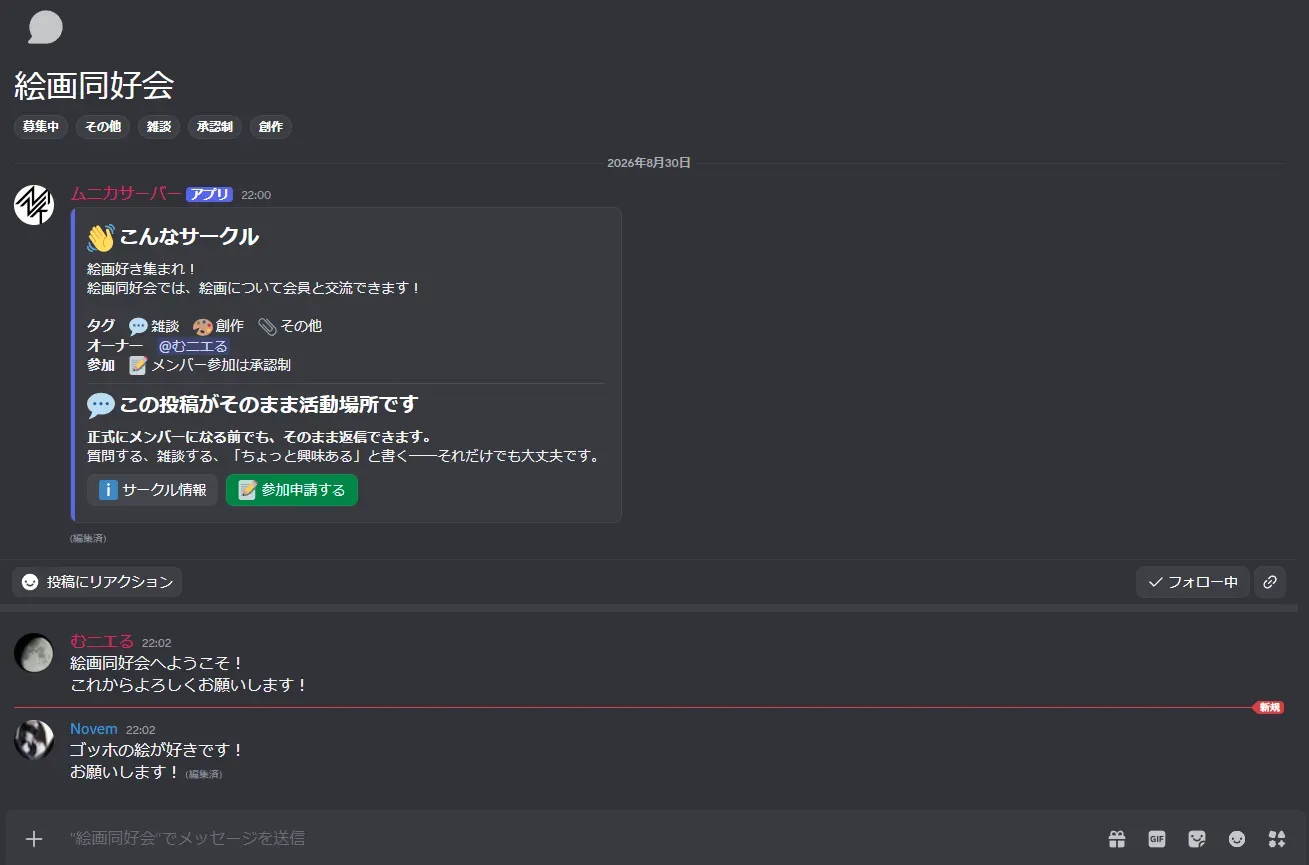 サークルの表示例